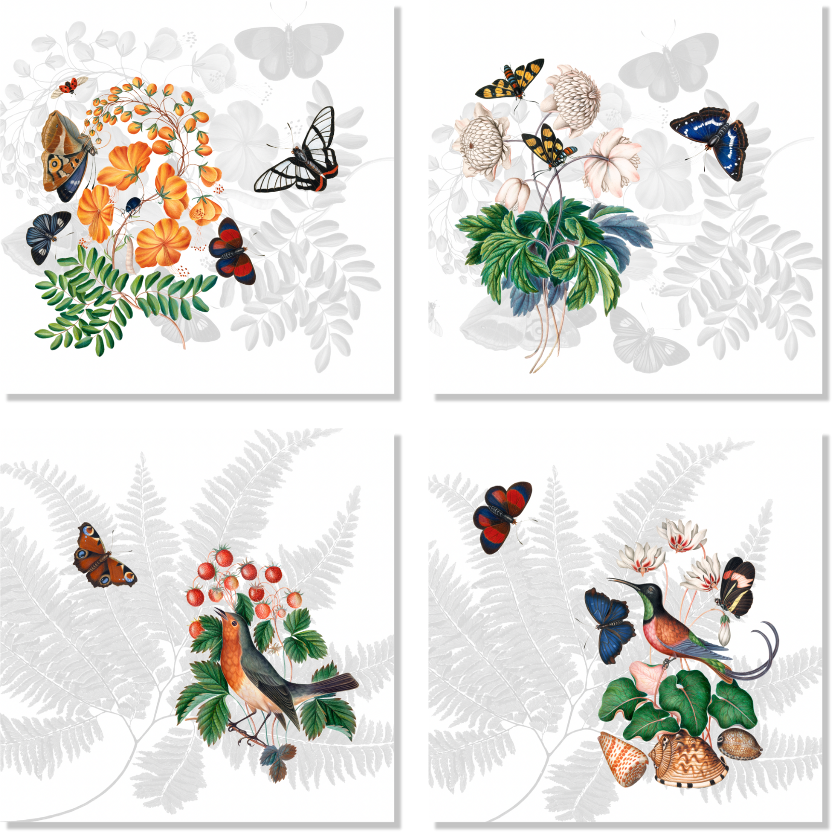 Set of 4 Napkins Satin «Felci» 100% Made in Italy