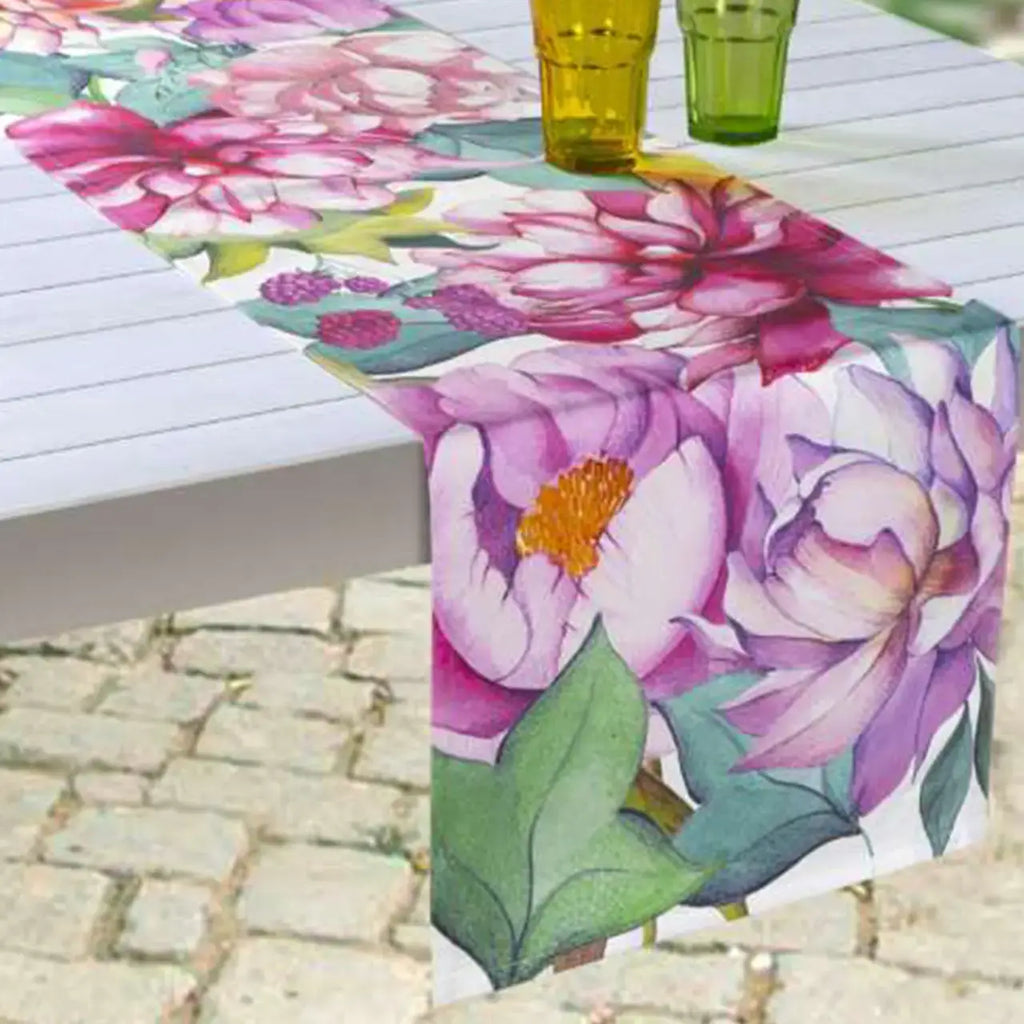 Cotton Satin Runner «Peonia» 100% Made in Italy