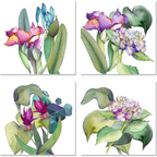 Set of 4 Napkins Satin «Il Giardino» 100% Made in Italy