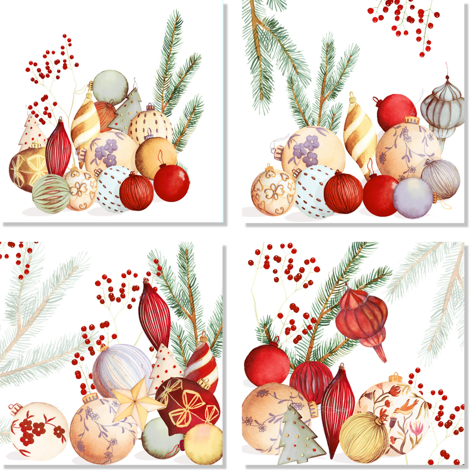 Set of 4 Napkins «Jingle» 100% Made in Italy