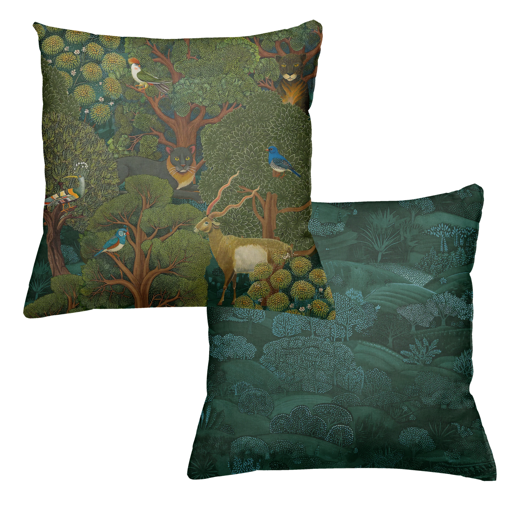 Madikwe velvet cushion with warm decorative print and soft textured finish