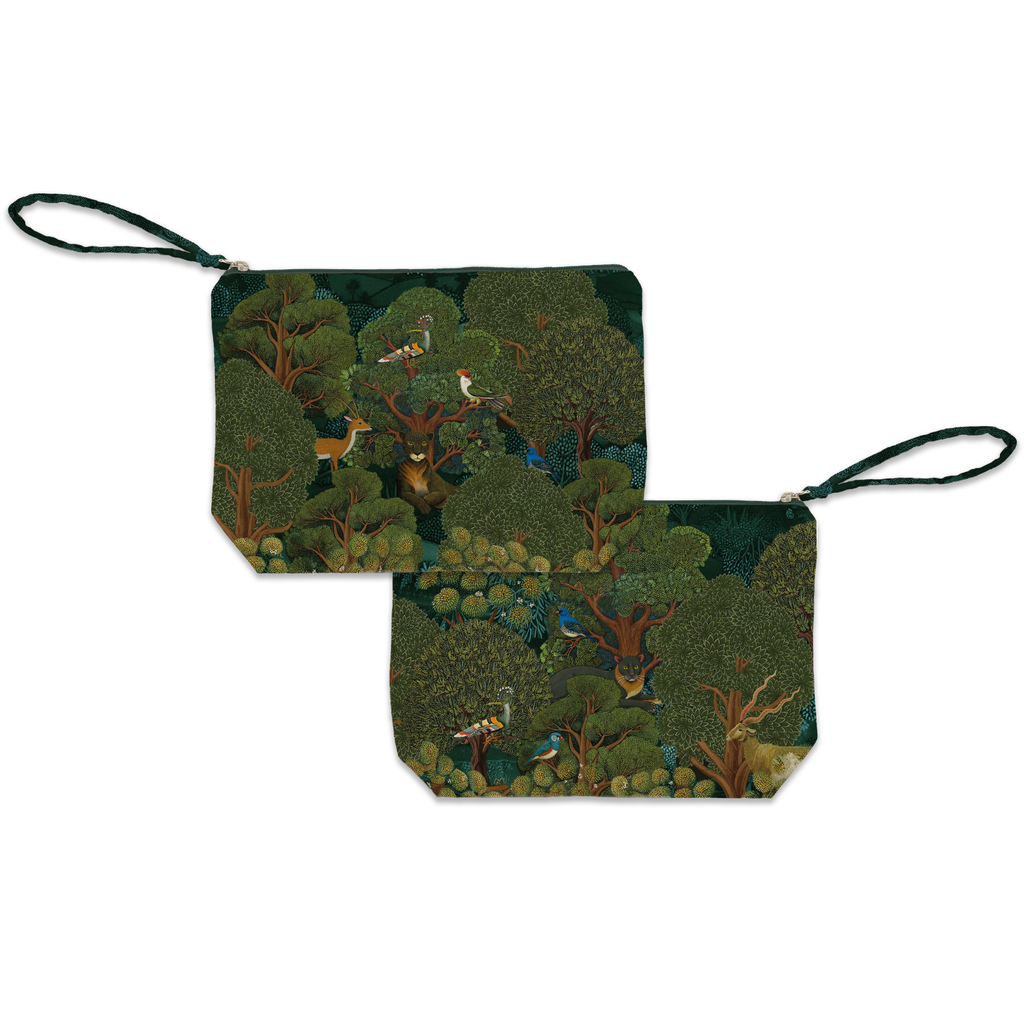 Madikwe velvet trousse with warm printed design for small essentials