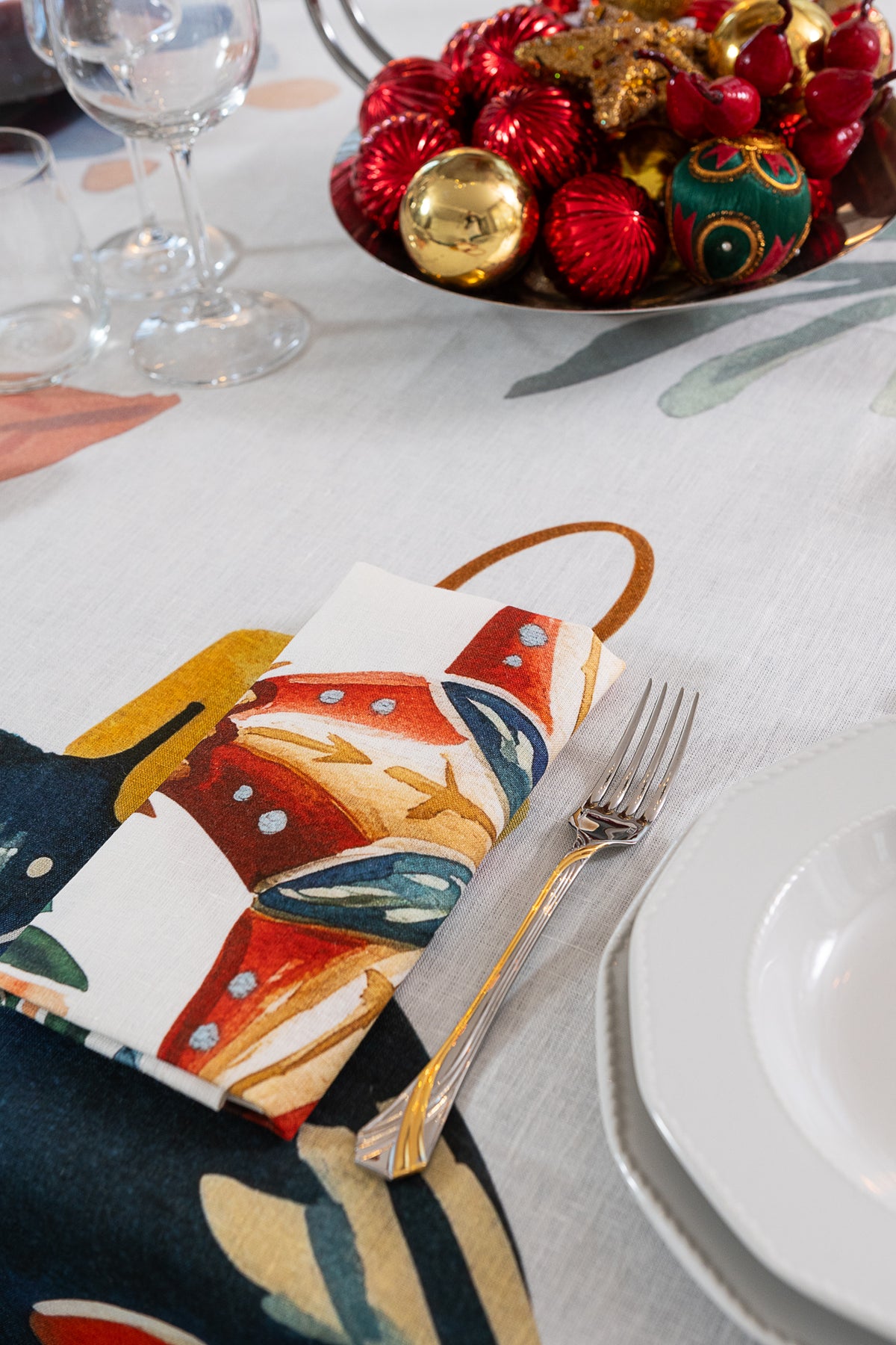 Lot de 4 serviettes « Magic Xmas » 100 % fabriquées en Italie