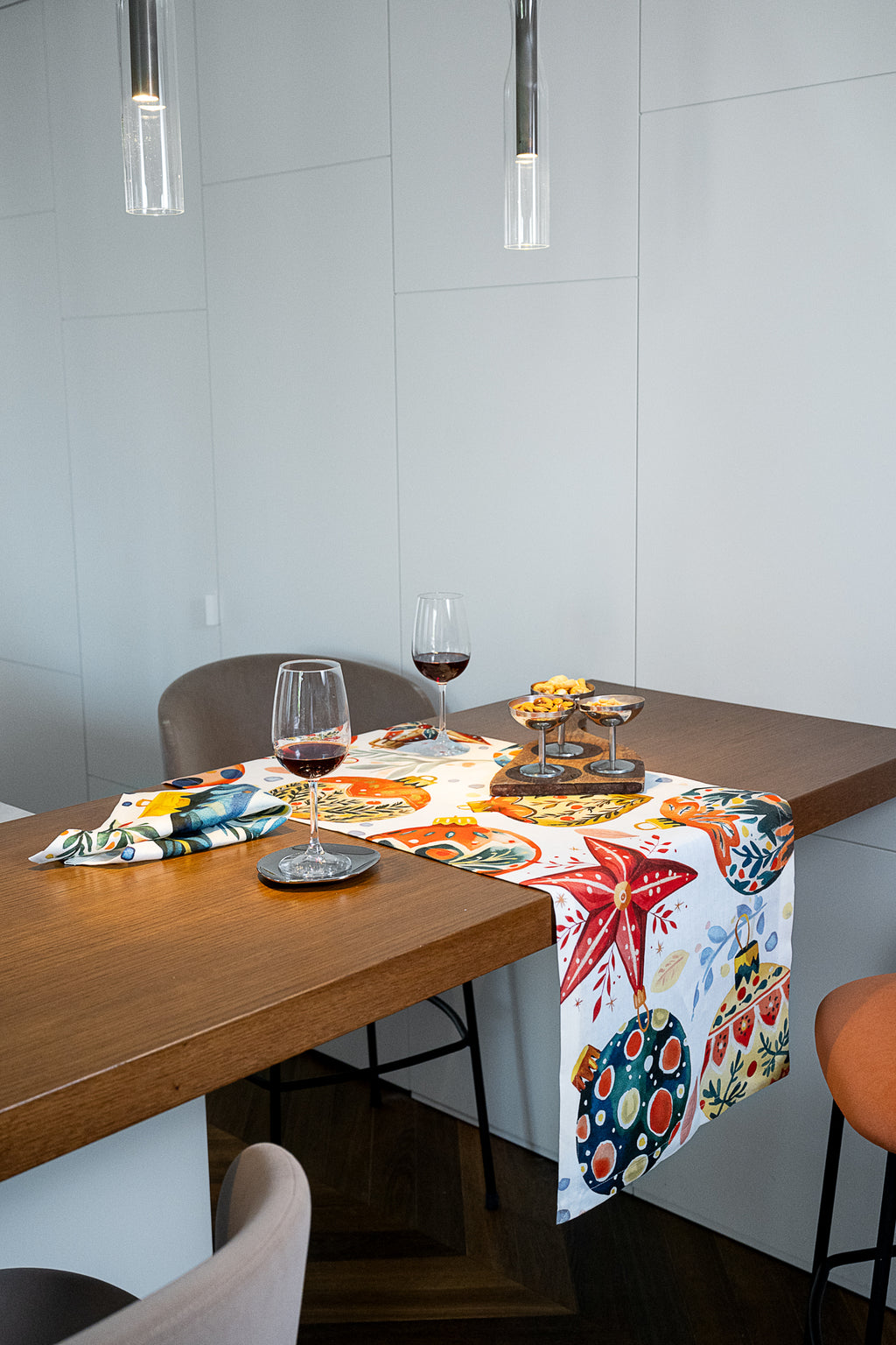 Runner in puro lino «Magic Xmas» 100% Made in Italy