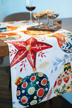 Runner in puro lino «Magic Xmas» 100% Made in Italy