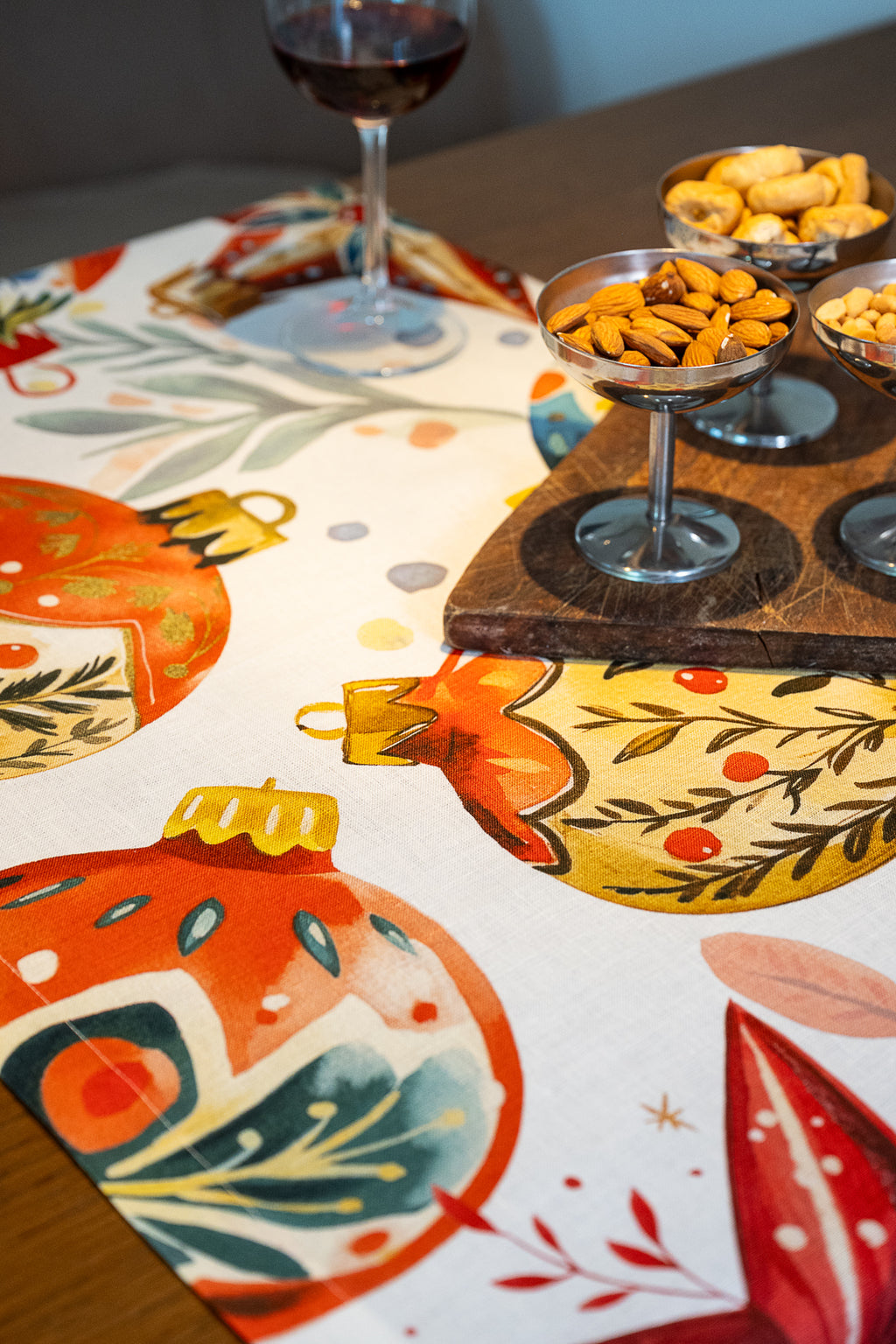 Runner in puro lino «Magic Xmas» 100% Made in Italy