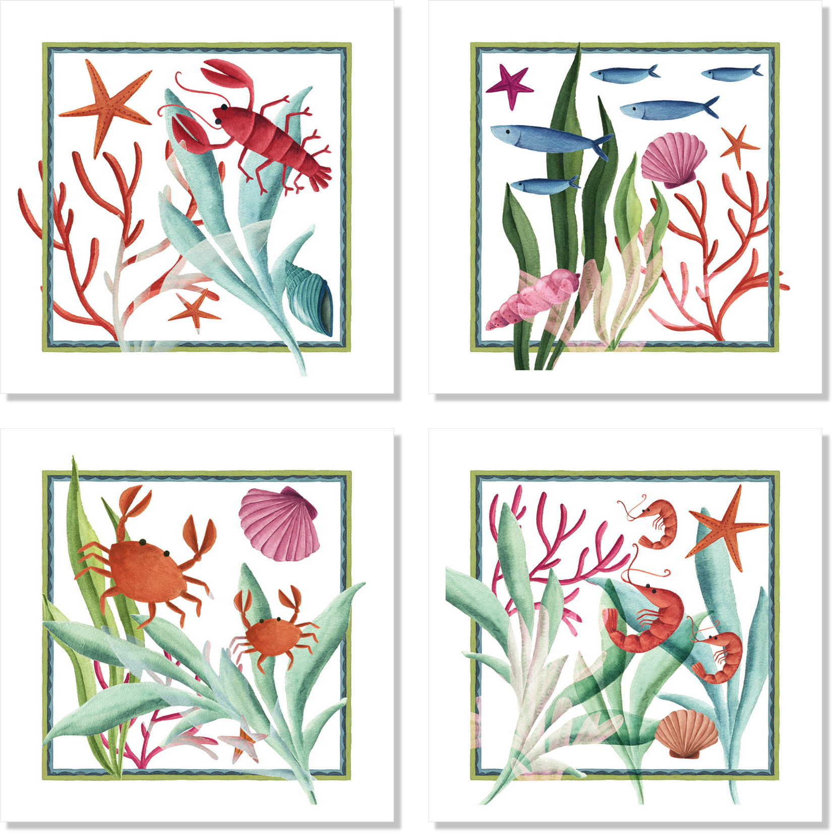 Set of 4 Napkins Satin «Marzamemi», 100% Made in Italy