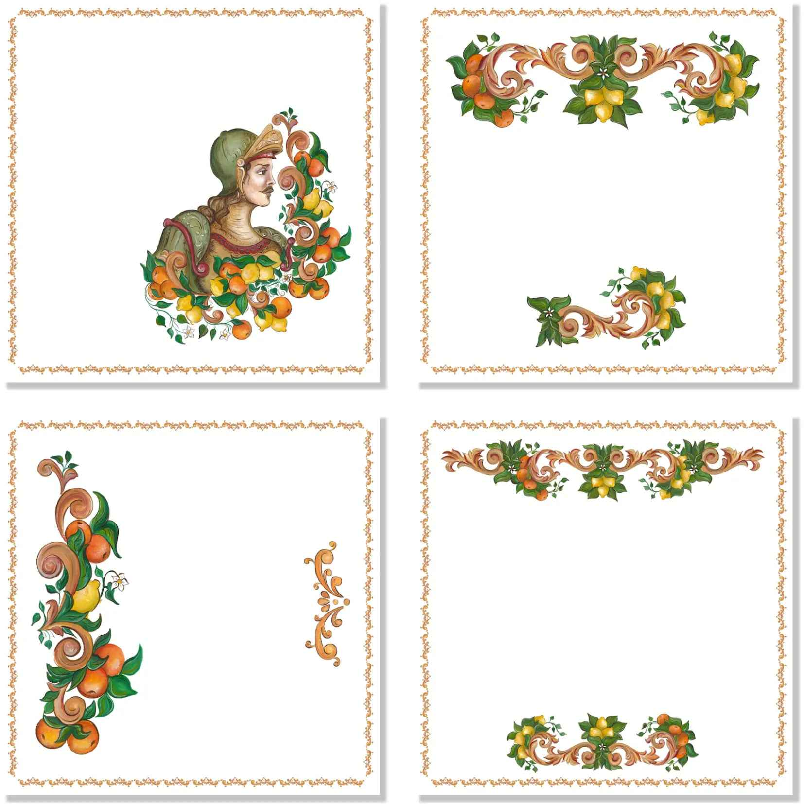 Set of 4 Napkins Medoro 100% Made in Italy