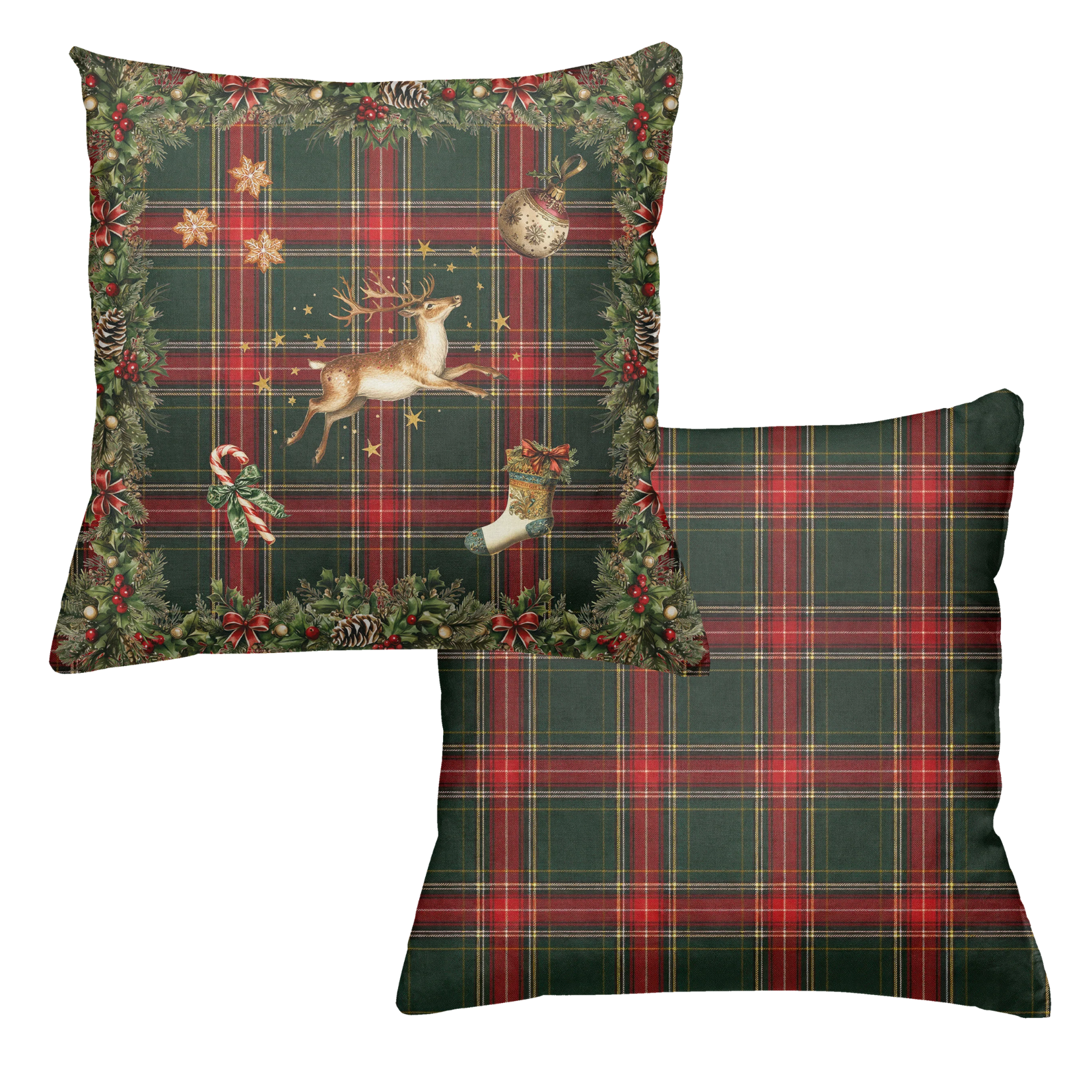 Detail view of Merry Moments Velvet Cushion print and soft texture