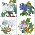 Morris set of 4 premium linen napkins with botanical print