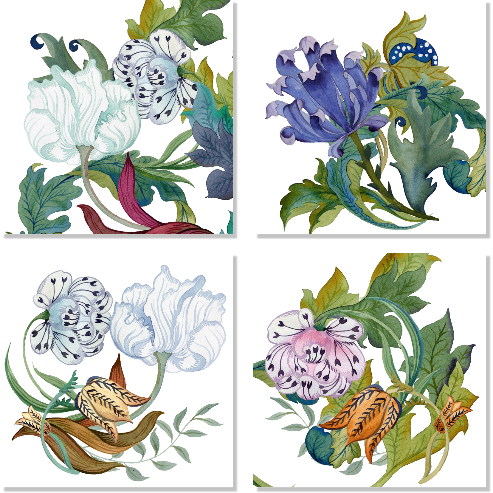 Set Of 4 Napkins Premium Linen «Morris» 100% Made in Italy