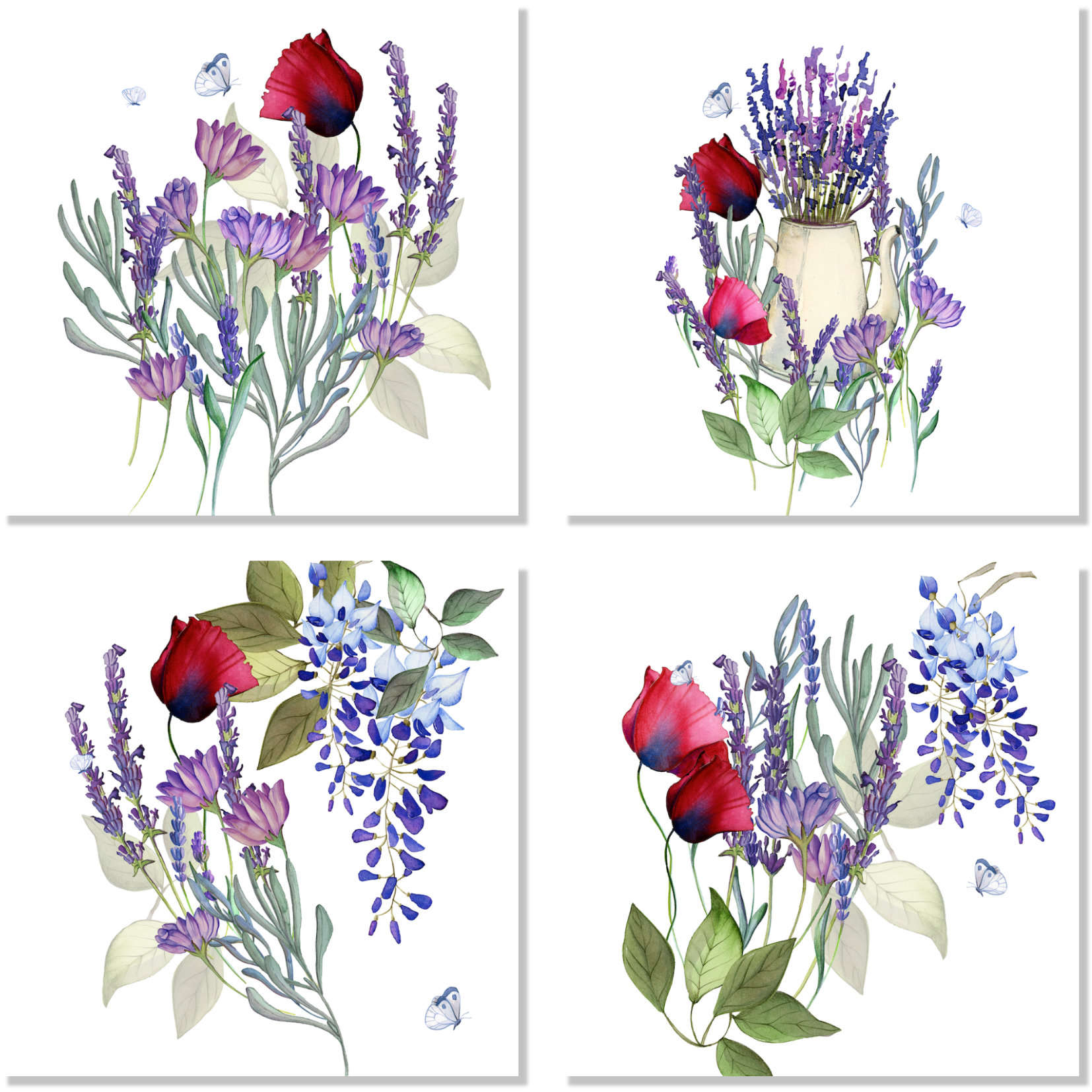 Set Of 4 Napkins «Provenza» 100% Made in Italy