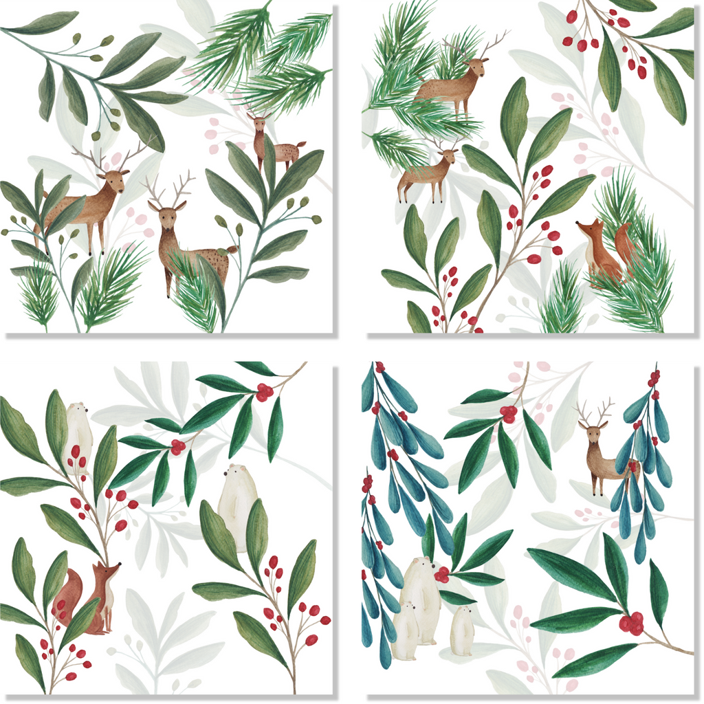 Set of 4 Napkins Rudolph 100% Made in Italy