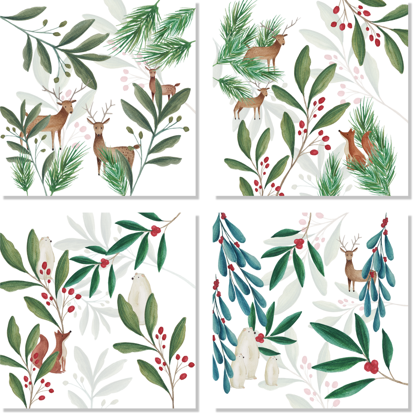 Set of 4 Napkins Rudolph 100% Made in Italy