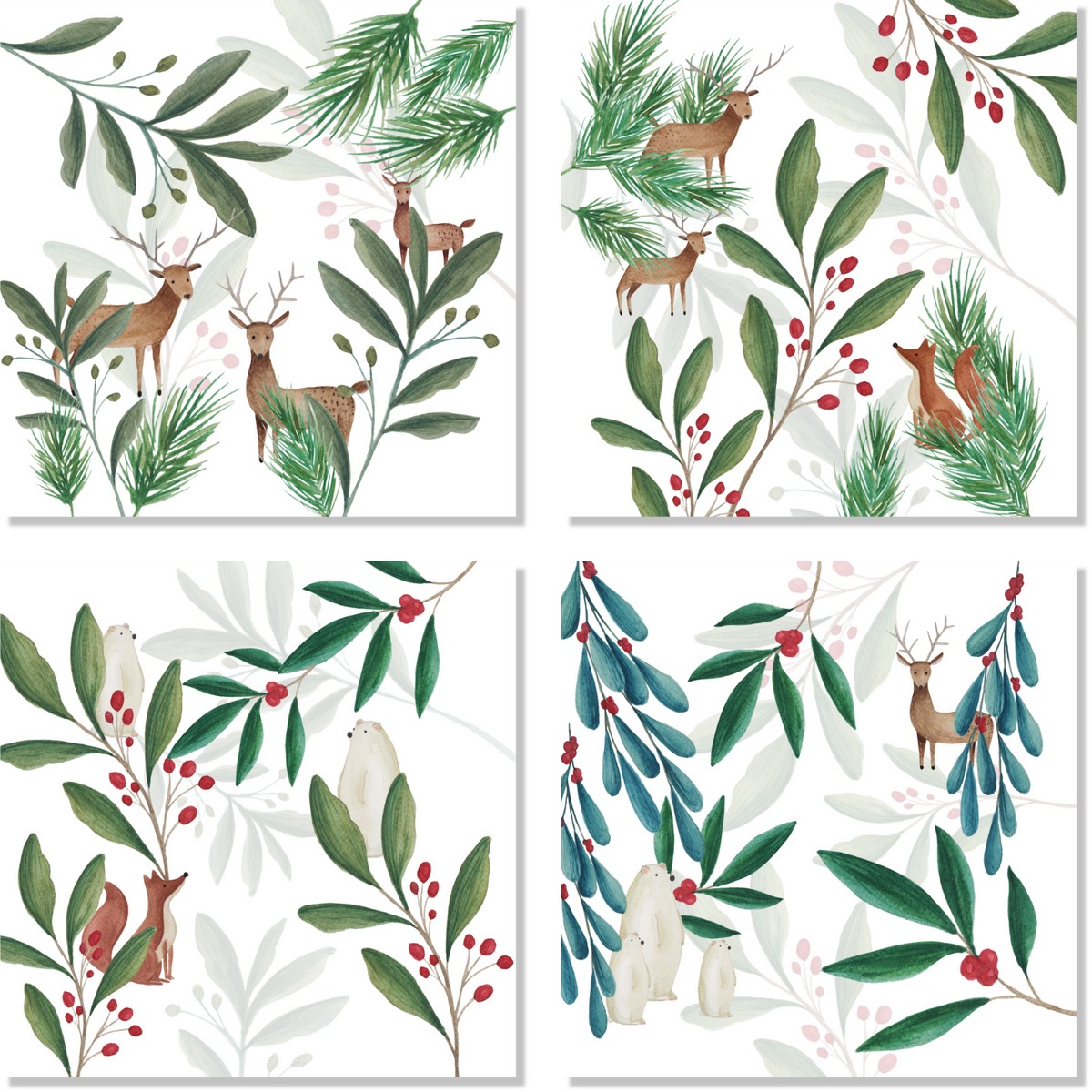 Set of 4 Napkins Rudolph 100% Made in Italy