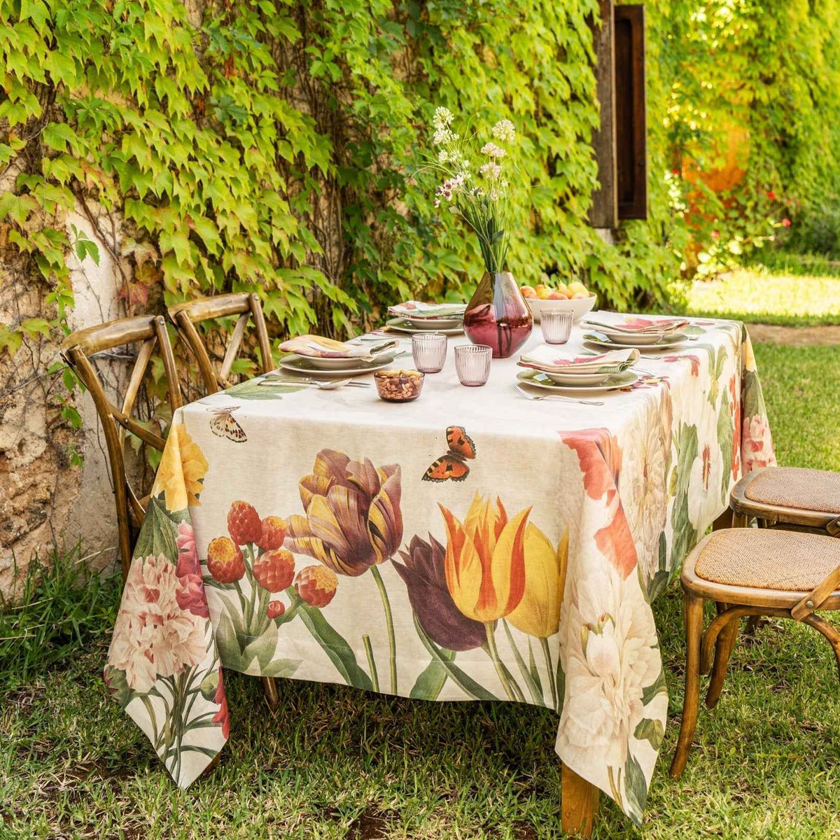 Nappe en lin «Garden Eden» 100% Fabriquée en Italie