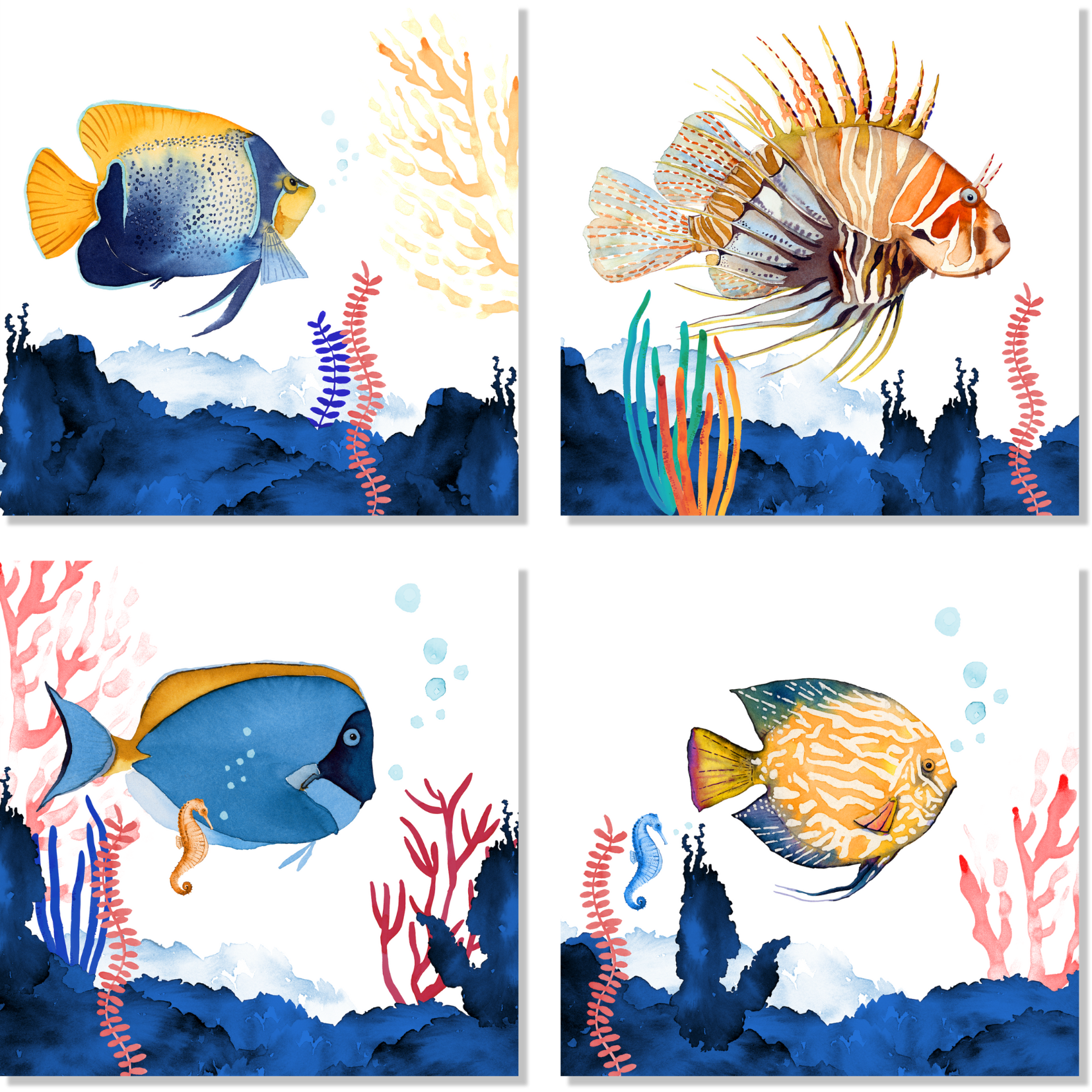 Set of 4 Napkins Satin «The Reef» 100% Made in Italy