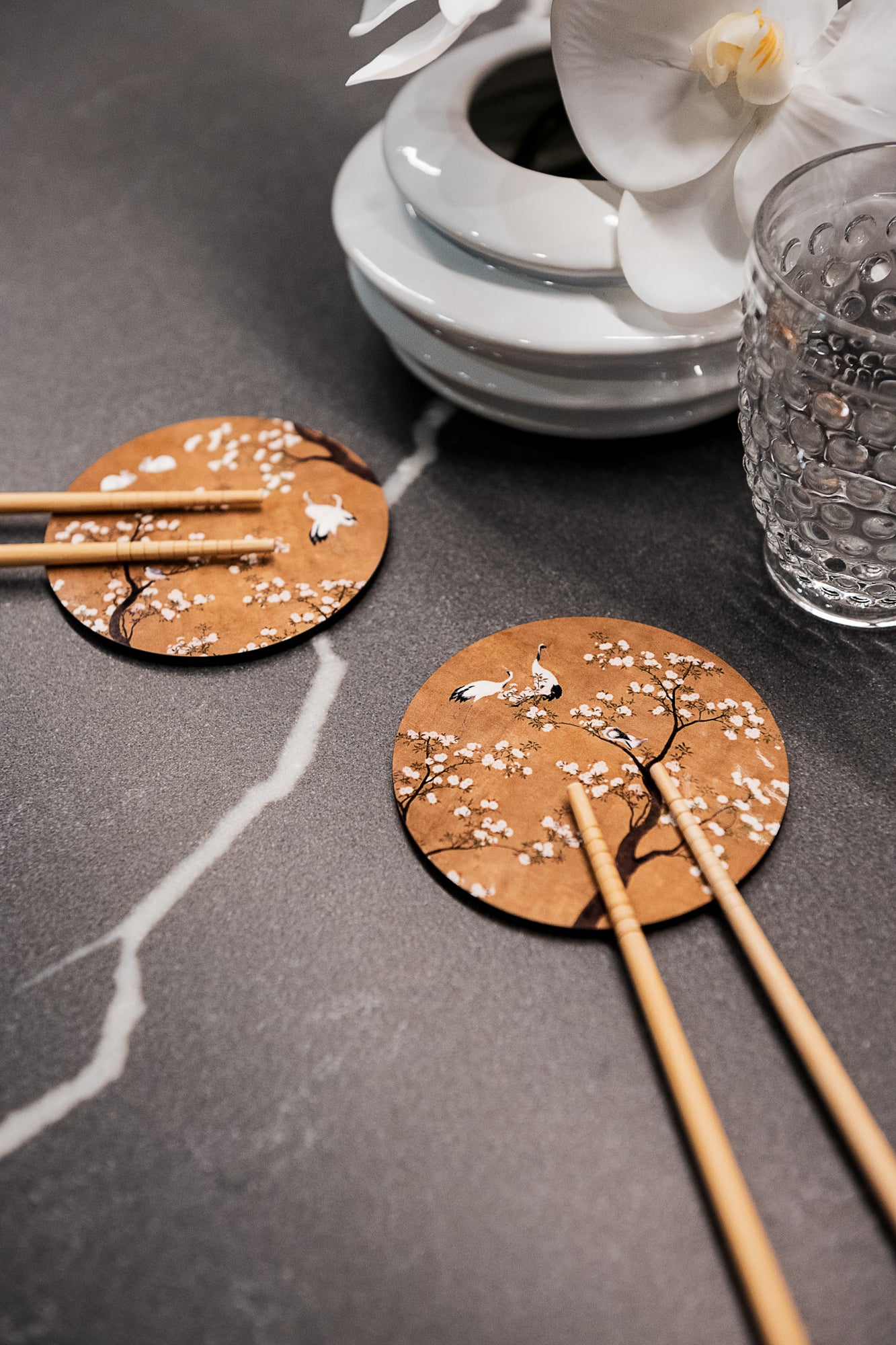 Set 2 sottobicchieri «Ukiyo» in legno e sughero – 100% Made in Italy