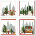 Set of 4 Napkins Satin «Winterland» 100% Made in Italy