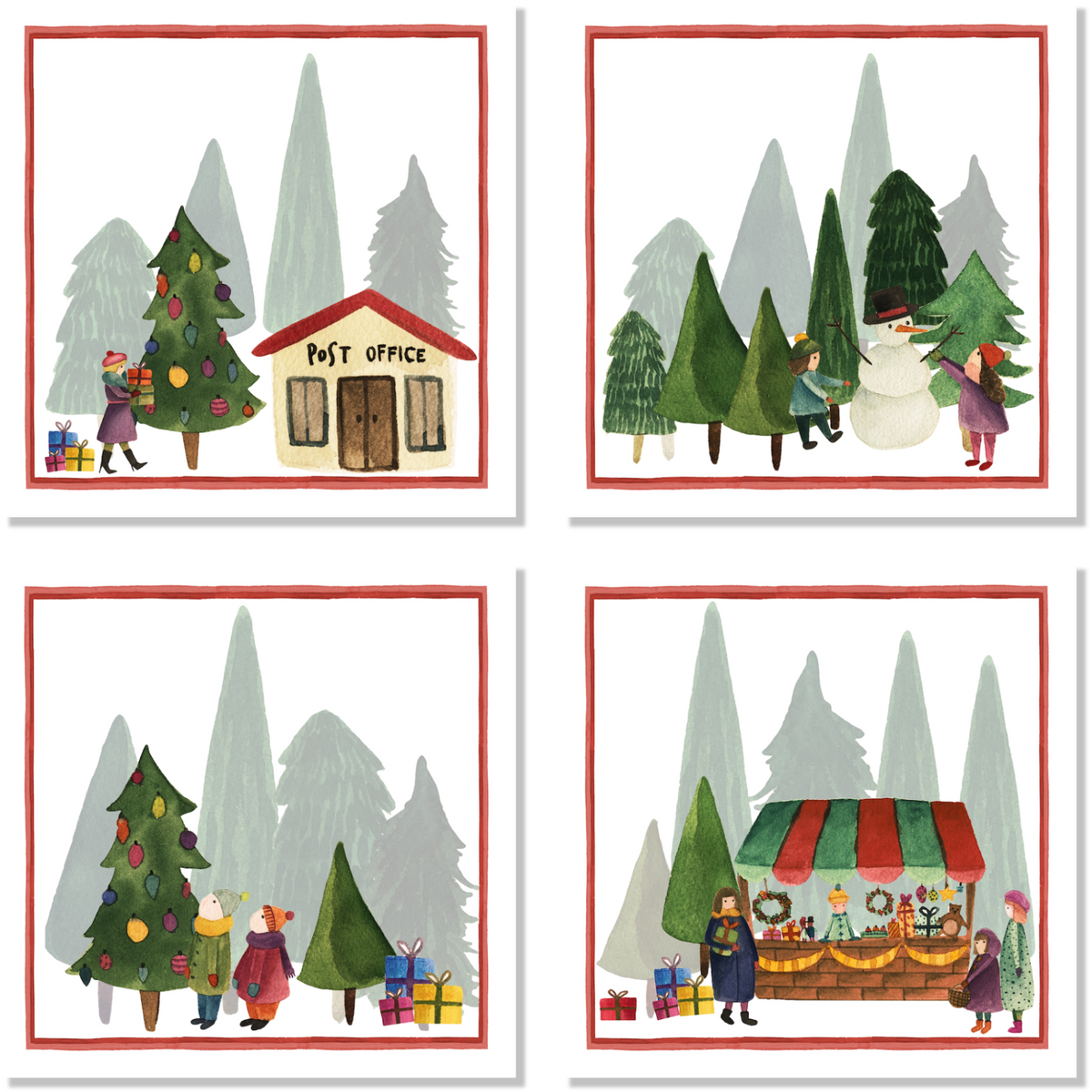 Set of 4 Napkins Satin «Winterland» 100% Made in Italy